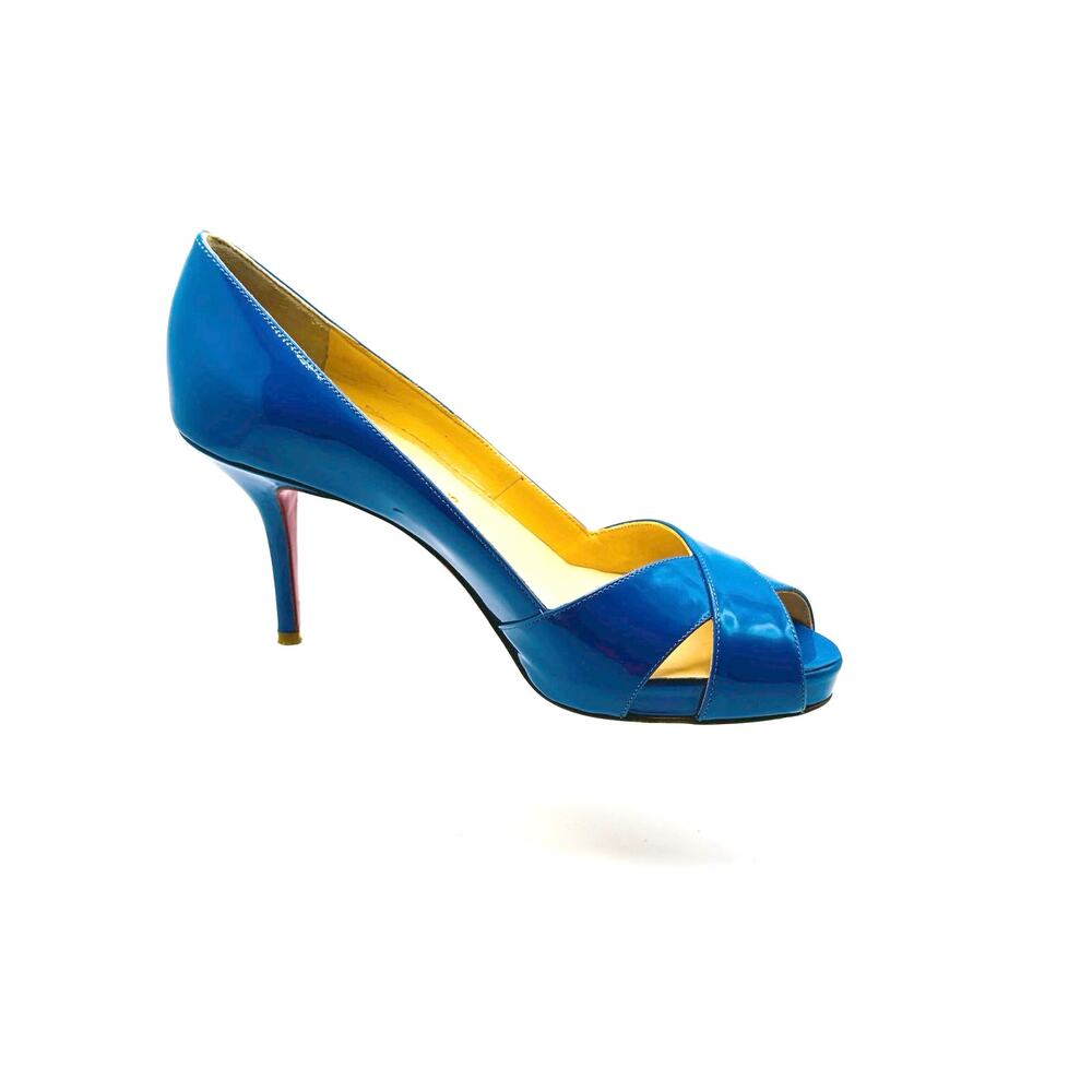 CHRISTIAN LOUBOUTIN  Classic Patent Blue Shelley 90 Pumps  size EU 36